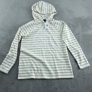 Max & Mia Toast Stripe Waffle-Knit Hooded Long Sleeve Top Medium NWT 4059